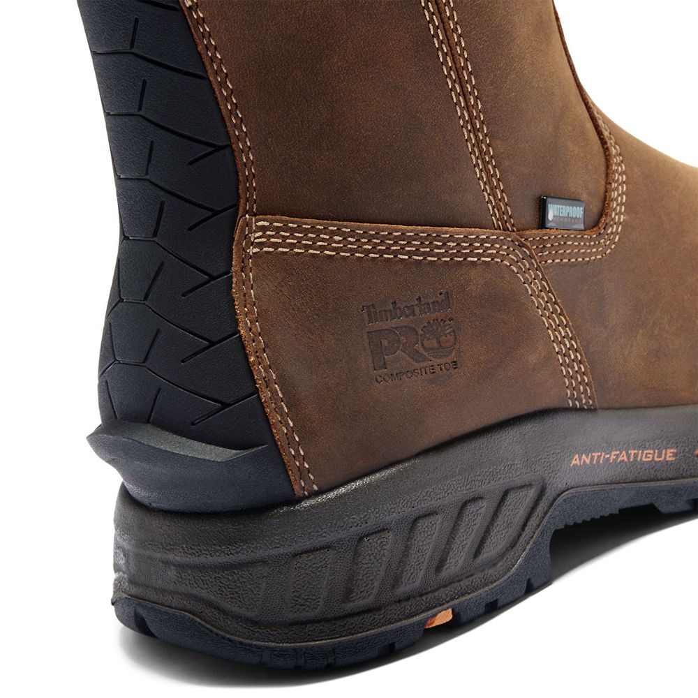 Timberland Μποτακια Εργασίας Ανδρικα Καφε/Μαυρα - Pro® Helix Hd Comp Toe Pull-On - Greece 2581093-JP